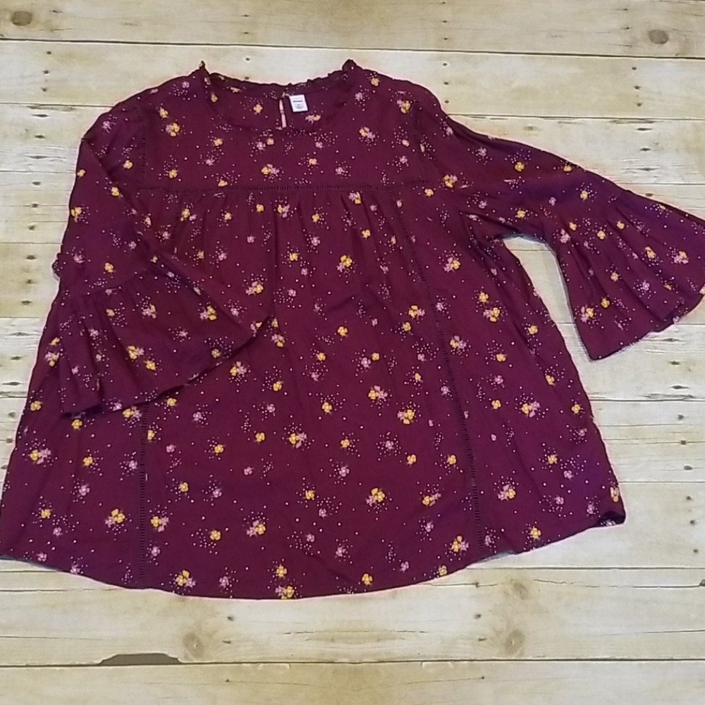 Women's Maroon Peasant Blouse